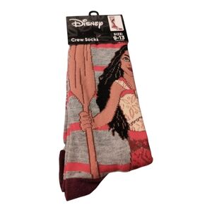 Disney Moana Gray and Red Crew Socks